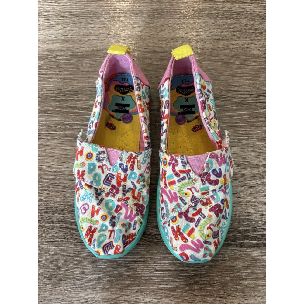 TOMS X Play-Doh Alpargata Slip On Toddler Size 11 M Casual Shoes Alphabet HTF